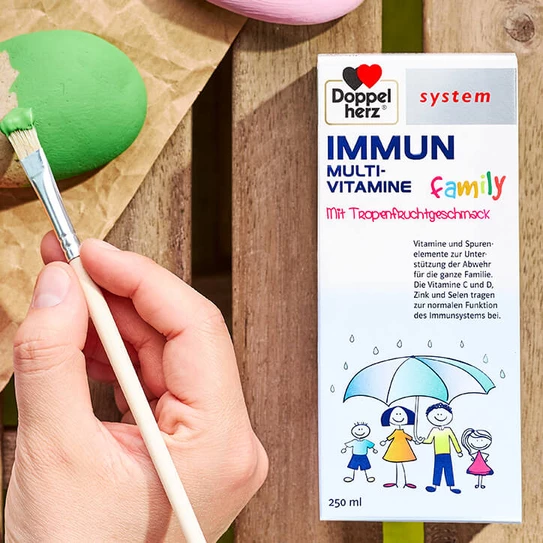 Doppelherz system Immun Family auf Basteltisch